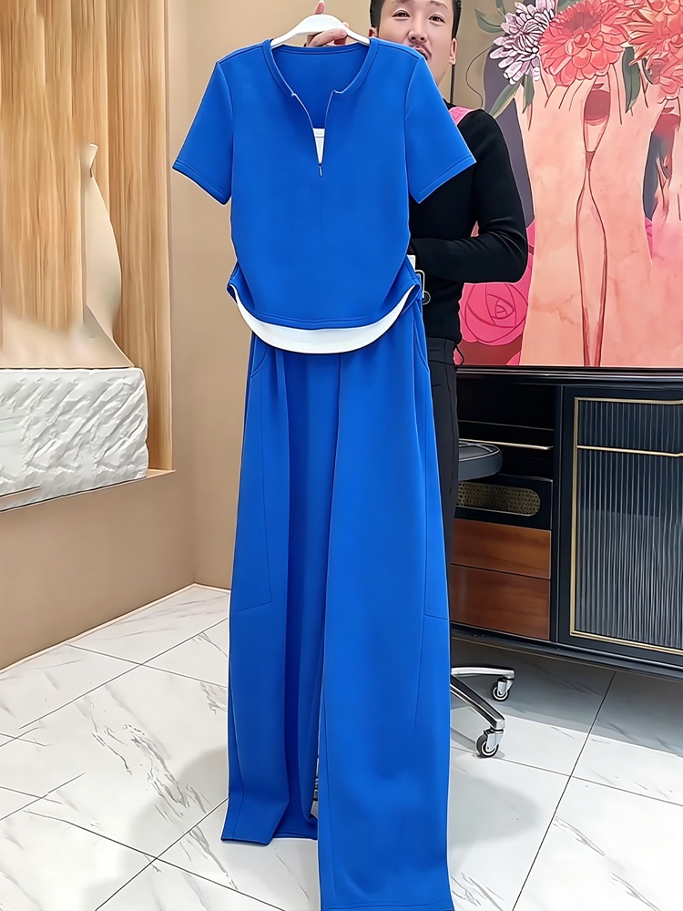 Women Fashion Over The Years - Blue Casual Sportswear Set Women Summer