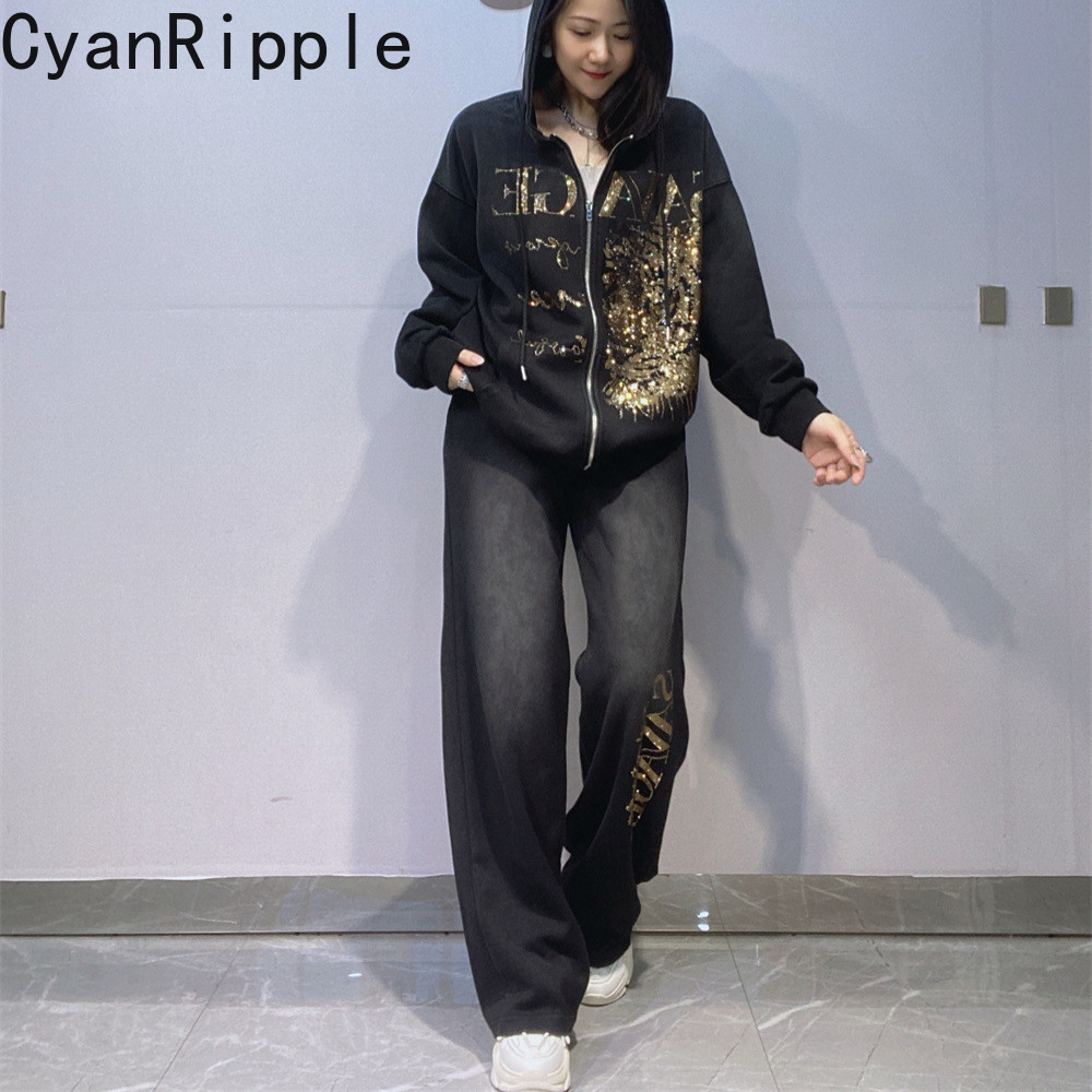 Women'S Fashion Zip Hoodie - Fashionable Autumn Winter Women Hoodie Set