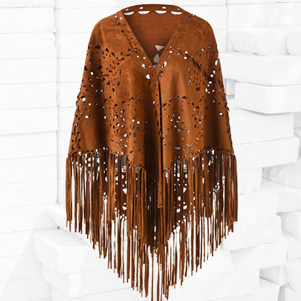 Women'S Fashion Poncho - New In 2024 Solid Color Hollow