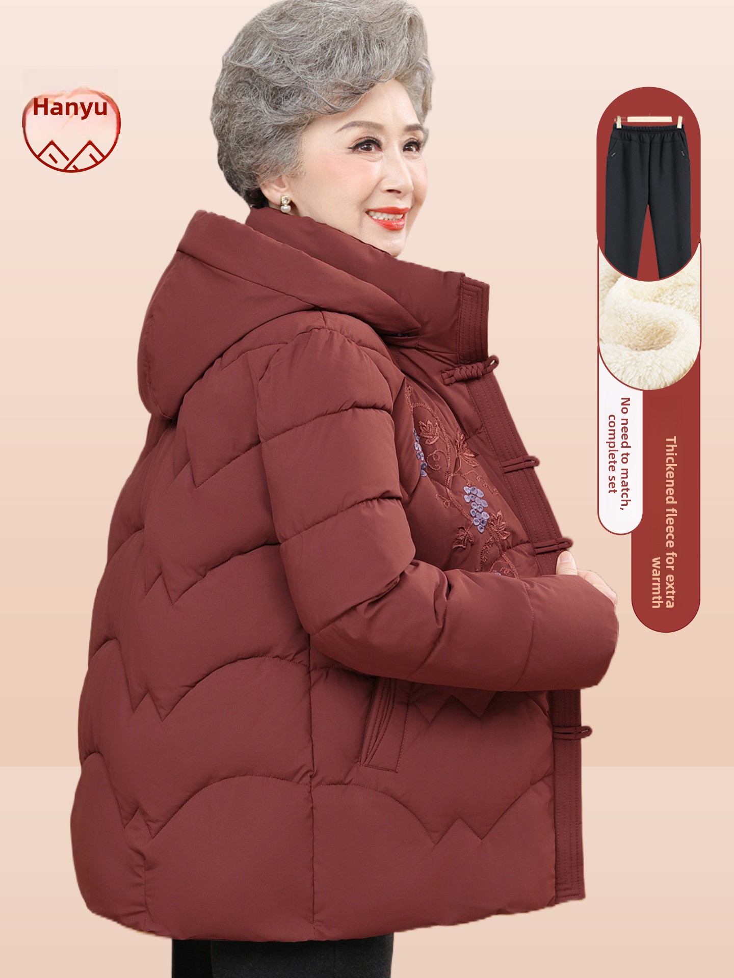 Women Fashion Over The Years - Thickened Embroidered Fleece Lined Cotton Jacket