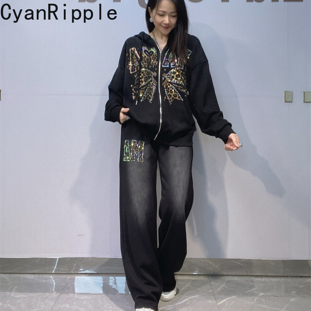 Women'S Fashion Zip Hoodie - Trendy Autumn Winter Women Hoodie Set