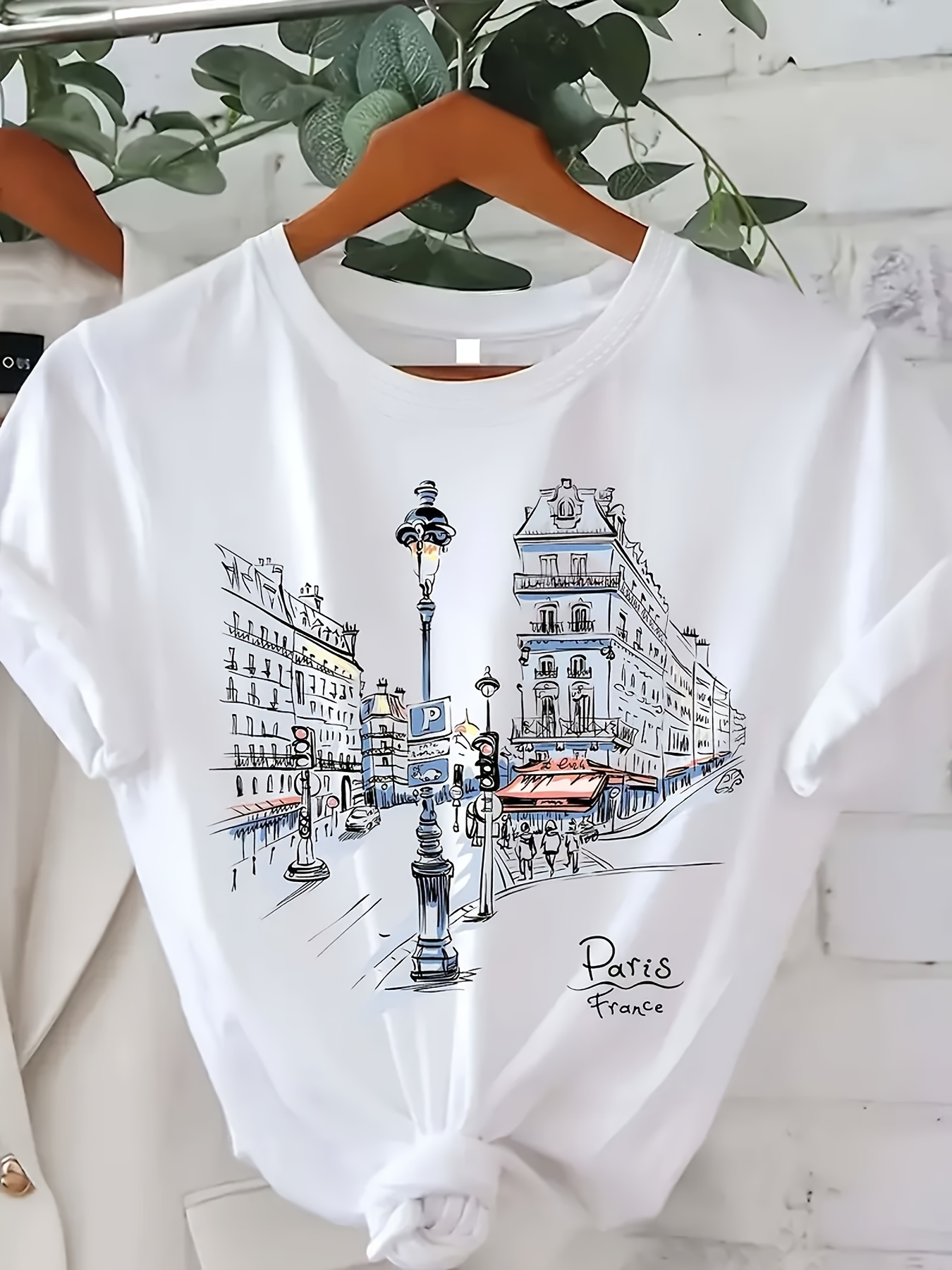 Women'S Fashion Paris - Women'S Paris Street Print T-Shirt Short