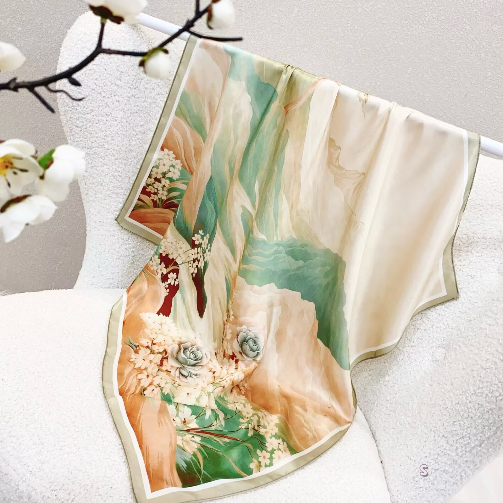 100% Real Silk Scarf Women Squ - đánh giá và giá Women'S Fashion Poncho