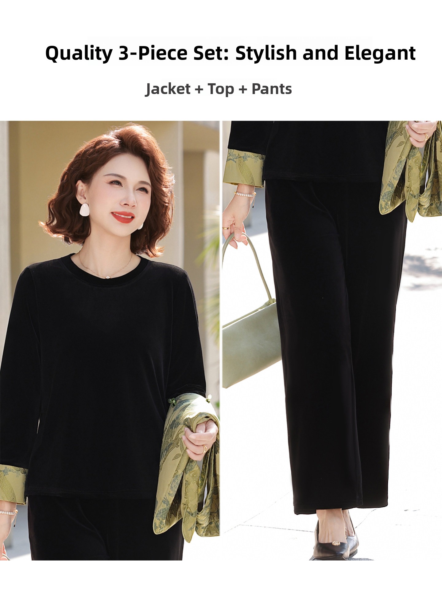 Elegant Velvet Three-Piece Set - đánh giá và giá Women Fashion Over The Years