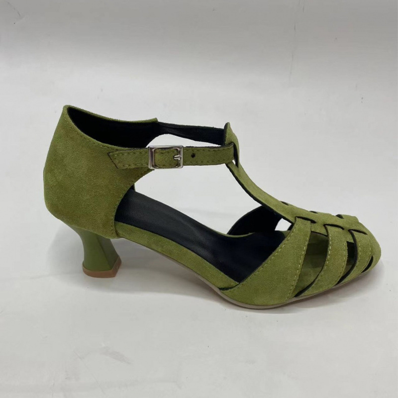 Women's Green Suede Kitten Hee - đánh giá và giá Spaghetti Strap Dress