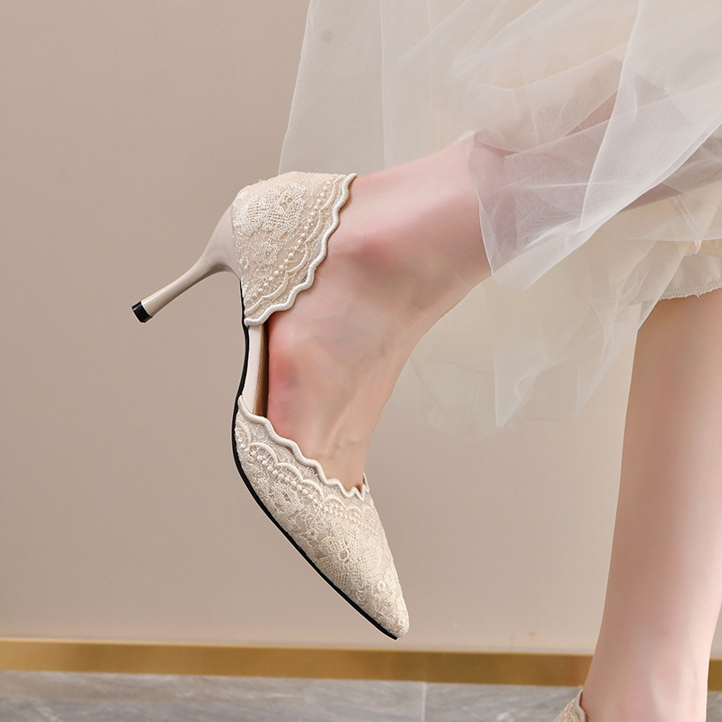 Lace Pointed Toe High Heels Wo - đánh giá và giá Women Fashion Heels