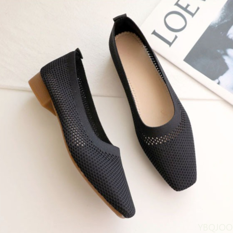 Square toe low heel soft soled - đánh giá và giá Women Fashion Heels