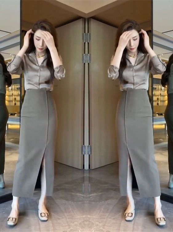 Elegant High Waist Slit Satin  - đánh giá và giá Women Fashion Over The Years