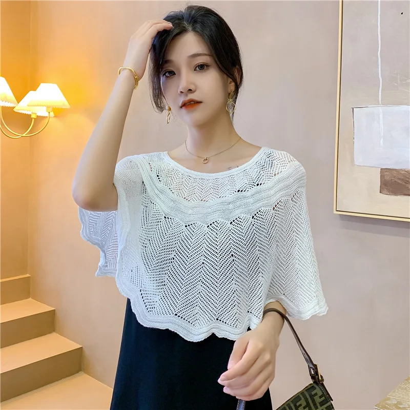 Solid Color Hollow Out Poncho  - đánh giá và giá Women'S Fashion Poncho