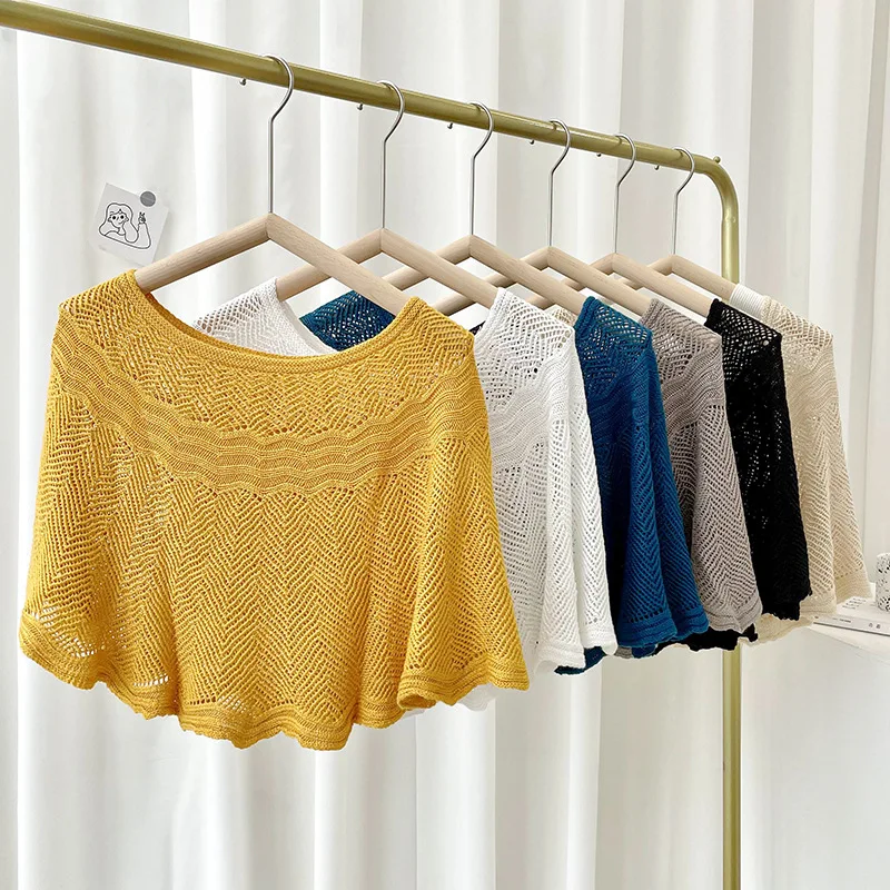 Solid Color Hollow Out Poncho  - đánh giá và giá Women'S Fashion Poncho