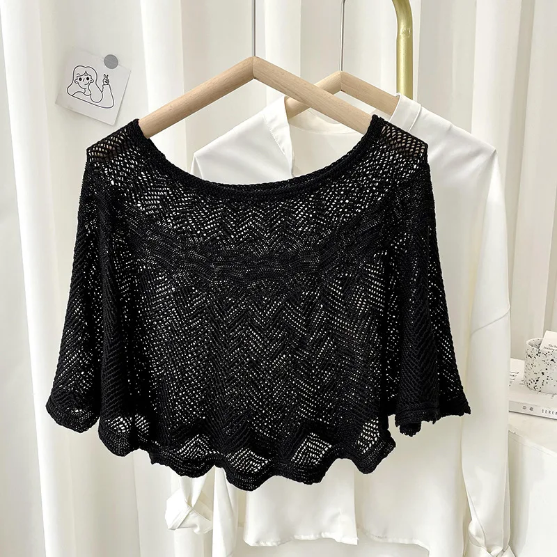 Solid Color Hollow Out Poncho  - đánh giá và giá Women'S Fashion Poncho