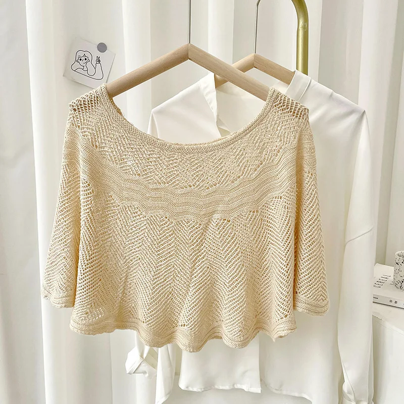 Solid Color Hollow Out Poncho  - đánh giá và giá Women'S Fashion Poncho